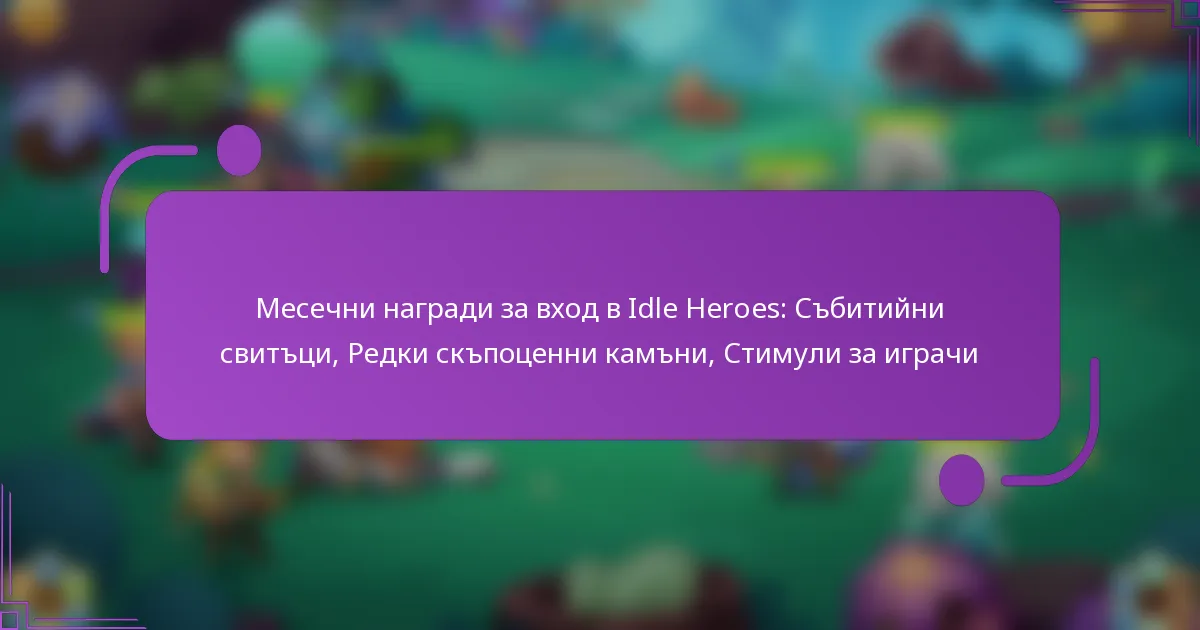 Месечни награди за вход в Idle Heroes: Събитийни свитъци, Редки скъпоценни камъни, Стимули за играчи